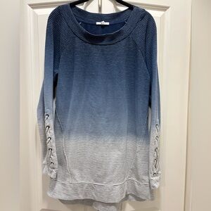 Maurices Navy and White Ombre Sweatshirt With Detail Laced Sleeves M